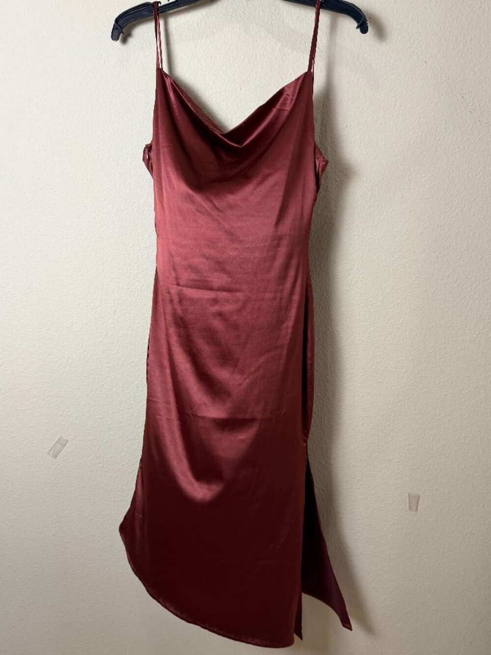 R. Vivimos Brown Satin Drape Neck Midi Dress Size Small 4/6 New NWT